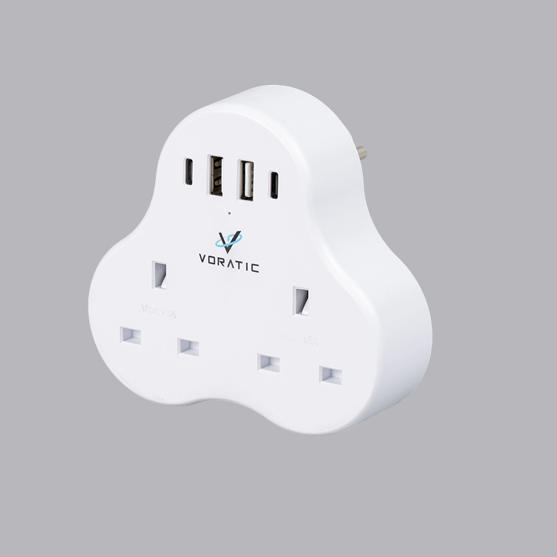 VT-923-DE из Великобритании в Германию, 2 розетки, 2 порта USB, адаптер для 2 портов typeC