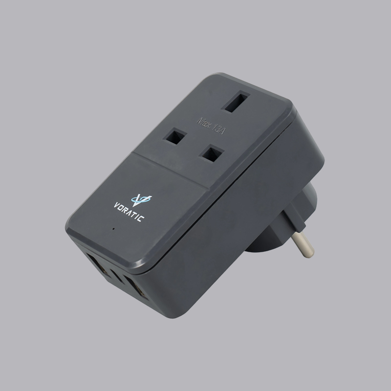 VT-925-DE из Великобритании в Германию, 1 розетка, 2 порта USB, 1 адаптер портов typeC